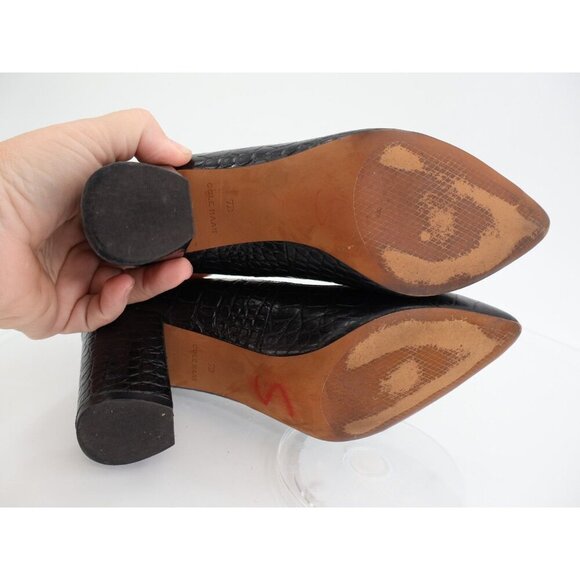 Cole Haan Women's Karena Pump Size 7 Block Heel Black Croc Leather Shoe - Picture 8 of 11